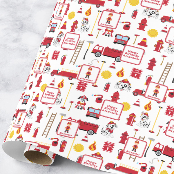 Custom Firefighter Character Wrapping Paper Roll - Large (Personalized)
