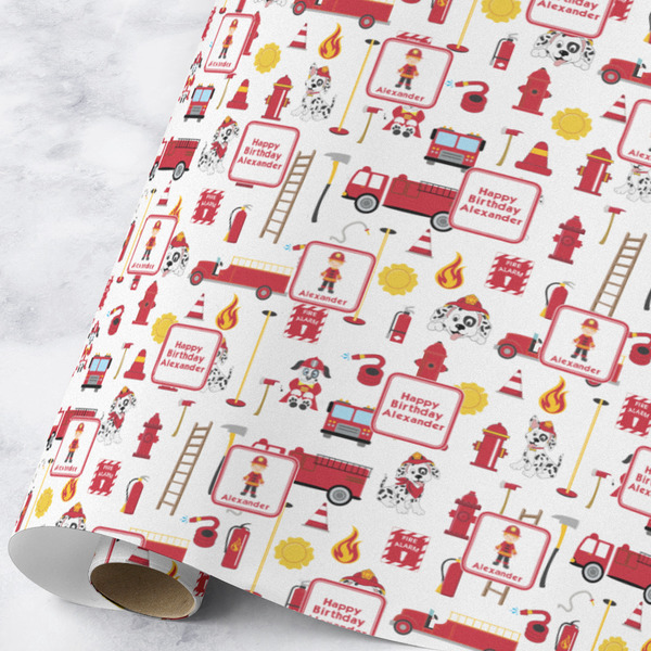 Custom Firefighter Character Wrapping Paper Roll - Large - Matte (Personalized)