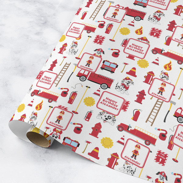 Custom Firefighter Character Wrapping Paper Roll - Medium - Matte (Personalized)
