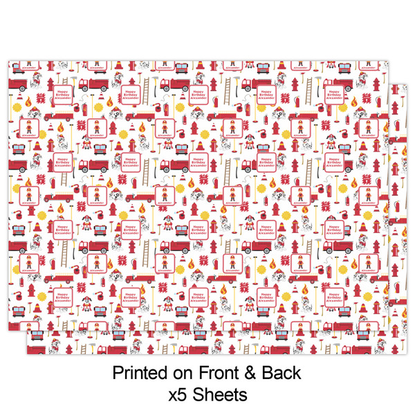 Firefighter Character Wrapping Paper Sheet - Double Sided - Front