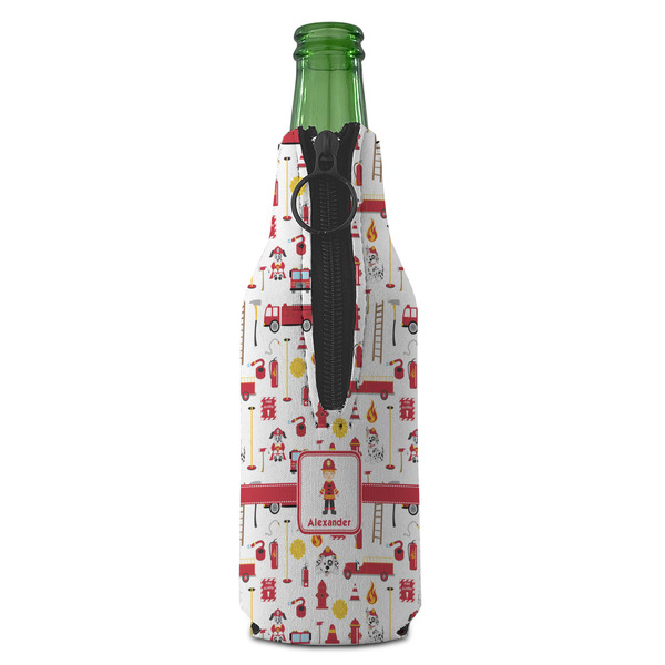 Firefighter Character Zipper Bottle Cooler - BACK (bottle)
