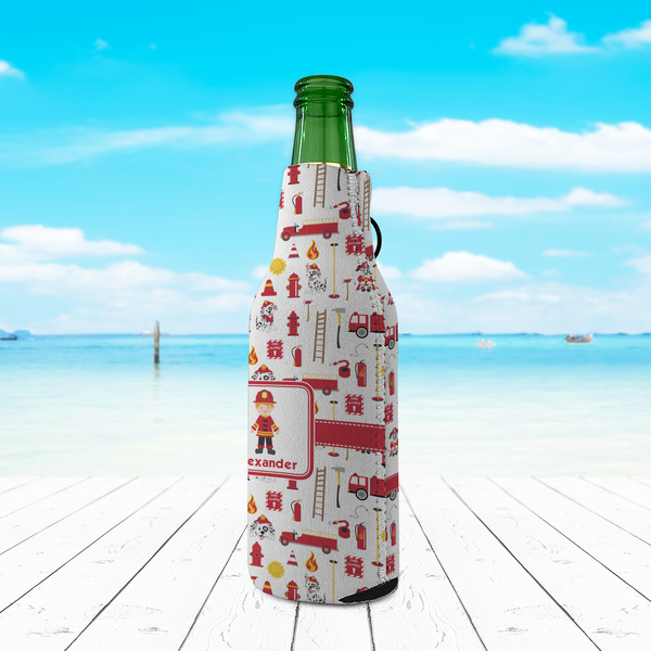 Firefighter Character Zipper Bottle Cooler - LIFESTYLE