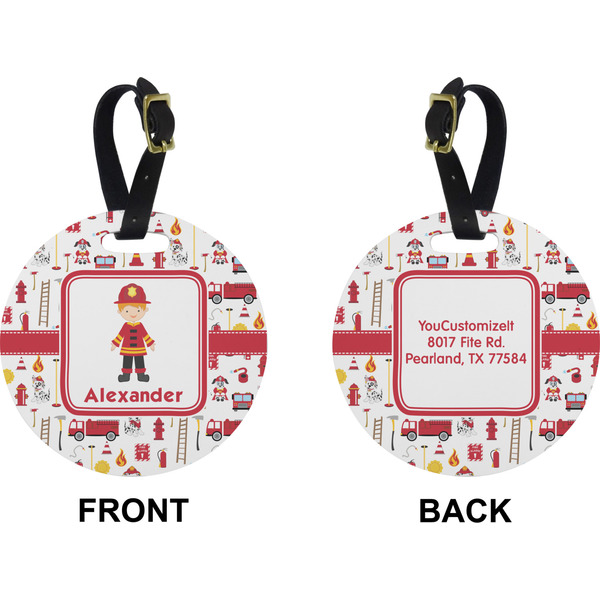 Firefighter Circle Luggage Tag (Front + Back)