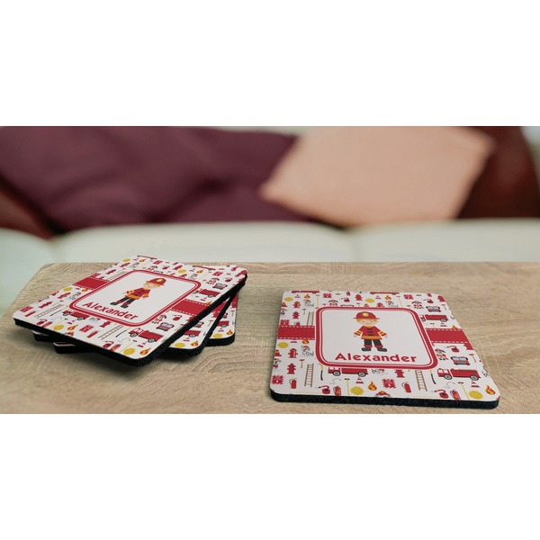 Firefighter for Kids Coaster Rubber Back - On Coffee Table