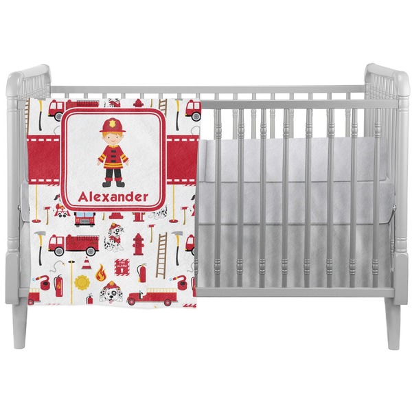 Custom Firefighter Character Crib Comforter / Quilt w/ Name or Text
