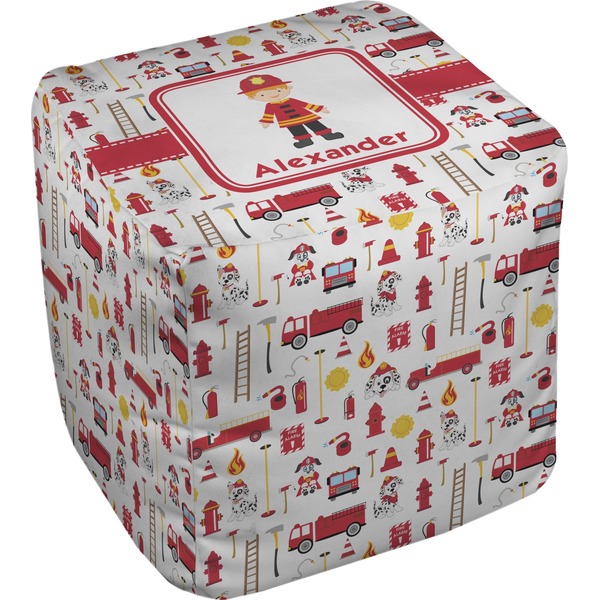 Custom Firefighter Character Cube Pouf Ottoman (Personalized)