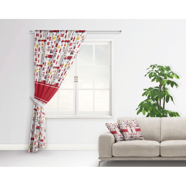 Firefighter Curtain With Window and Rod - in Room Matching Pillow