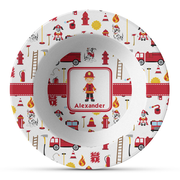 Custom Firefighter Character Plastic Bowl - Microwave Safe - Composite Polymer (Personalized)