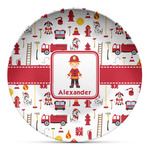 Firefighter Character Microwave Safe Plastic Plate - Composite Polymer (Personalized)