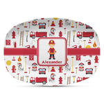 Firefighter Character Plastic Platter - Microwave & Oven Safe Composite Polymer (Personalized)