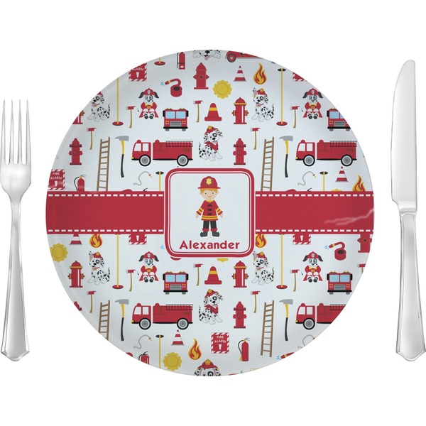 Custom Firefighter Character 10" Glass Lunch / Dinner Plates - Single or Set (Personalized)