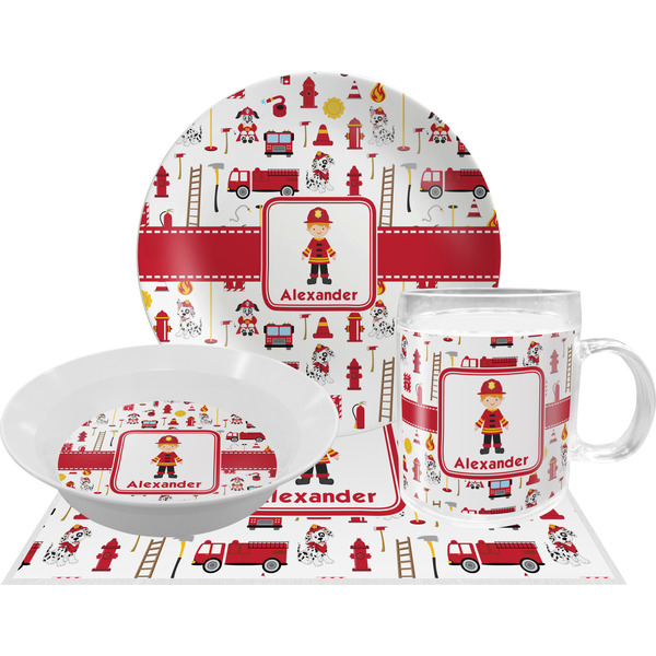 Custom Firefighter Character Dinner Set - Single 4 Pc Setting w/ Name or Text