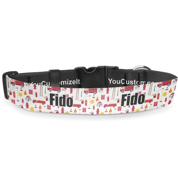 Custom Firefighter Character Deluxe Dog Collar - Double Extra Large (20.5" to 35") (Personalized)