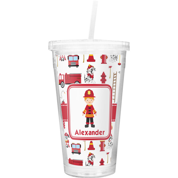 Custom Firefighter Character Double Wall Tumbler with Straw (Personalized)