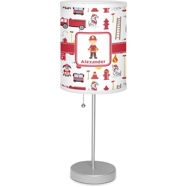 Custom Firefighter Character 7" Drum Lamp with Shade Linen (Personalized)