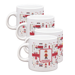 Firefighter Character Single Shot Espresso Cups - Set of 4 (Personalized)