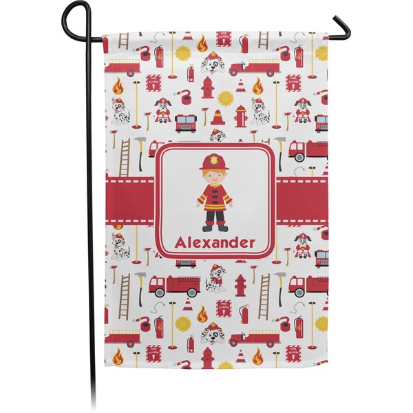 Custom Firefighter Character Small Garden Flag - Double Sided w/ Name or Text