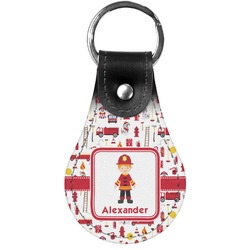 Firefighter Character Genuine Leather Keychain (Personalized)