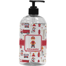 Firefighter Character Plastic Soap / Lotion Dispenser (16 oz - Large - Black) (Personalized)
