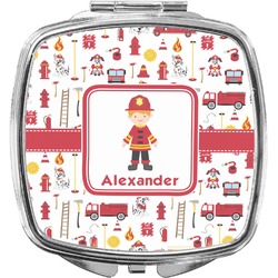 Firefighter Character Compact Makeup Mirror w/ Name or Text