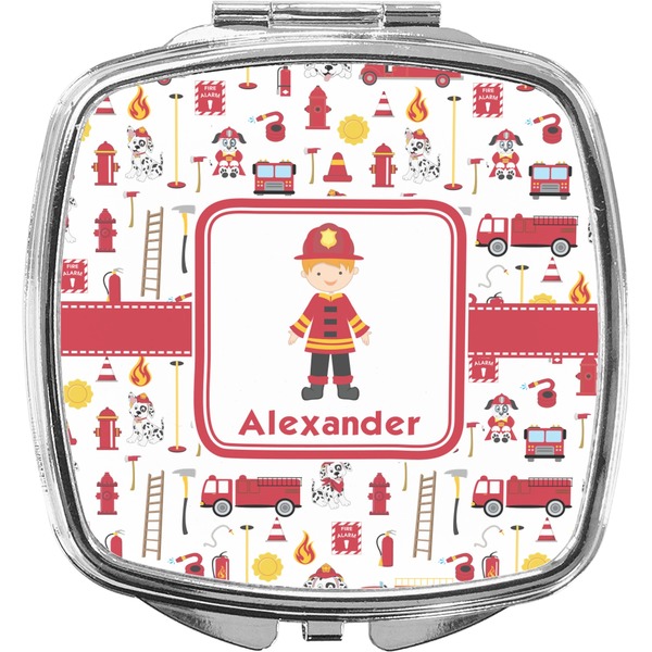 Custom Firefighter Character Compact Makeup Mirror w/ Name or Text