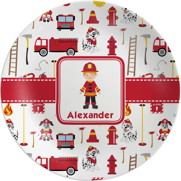 Custom Firefighter Character Melamine Salad Plate - 8" (Personalized)