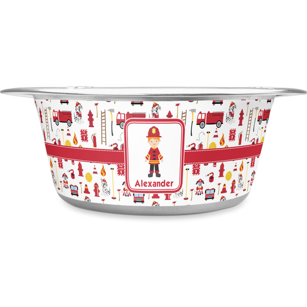Custom Firefighter Character Stainless Steel Dog Bowl (Personalized)