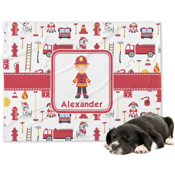 Custom Firefighter Character Dog Blanket - Regular w/ Name or Text