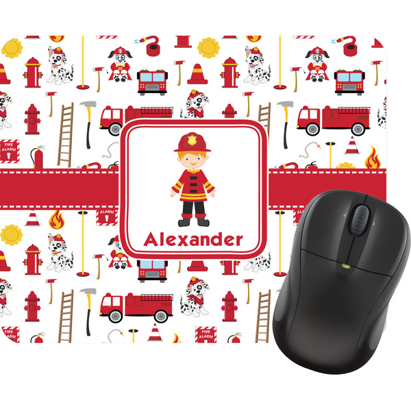 Custom Firefighter Character Rectangular Mouse Pad w/ Name or Text