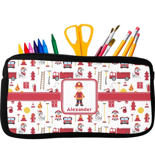 Custom Firefighter Character Neoprene Pencil Case (Personalized)