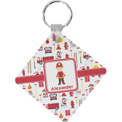 Firefighter Character Diamond Plastic Keychain w/ Name or Text