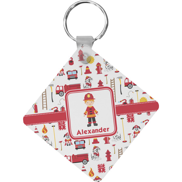 Custom Firefighter Character Diamond Plastic Keychain w/ Name or Text