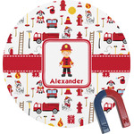 Firefighter Character Round Fridge Magnet (Personalized)