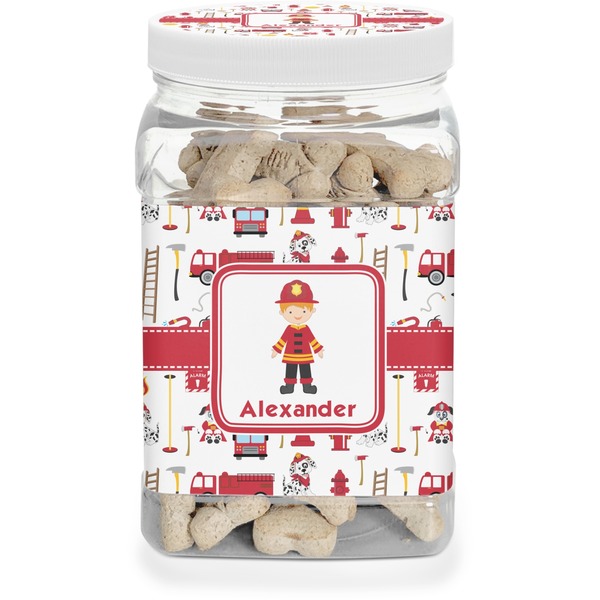 Custom Firefighter Character Dog Treat Jar w/ Name or Text