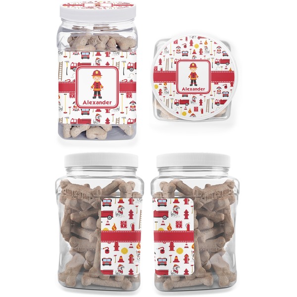 Firefighter Pet Treat Jar - Multiple Angles