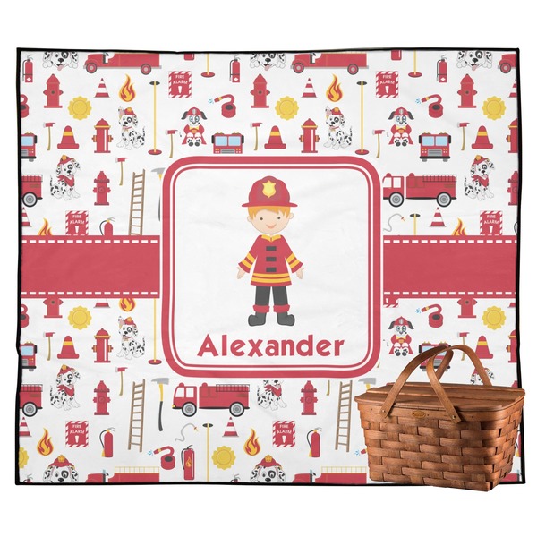 Custom Firefighter Character Outdoor Picnic Blanket w/ Name or Text