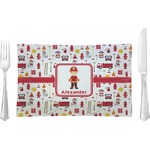Firefighter Character Rectangular Glass Lunch / Dinner Plate - Single or Set (Personalized)