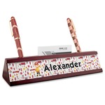 Firefighter Character Red Mahogany Nameplate with Business Card Holder (Personalized)