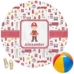 Firefighter Character Round Beach Towel (Personalized)