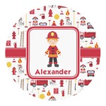 Firefighter Character Round Decal - Small (Personalized)