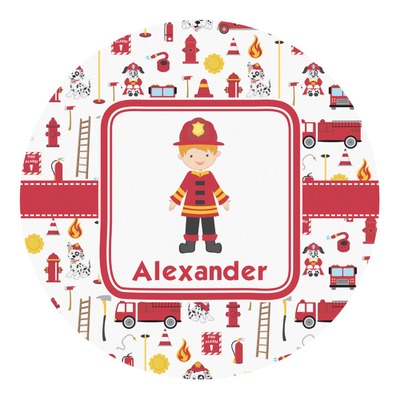 Firefighter Character Round Decal (Personalized)
