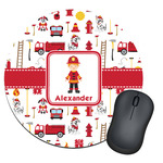Firefighter Character Round Mouse Pad (Personalized)