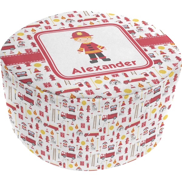 Custom Firefighter Character Round Pouf Ottoman (Personalized)
