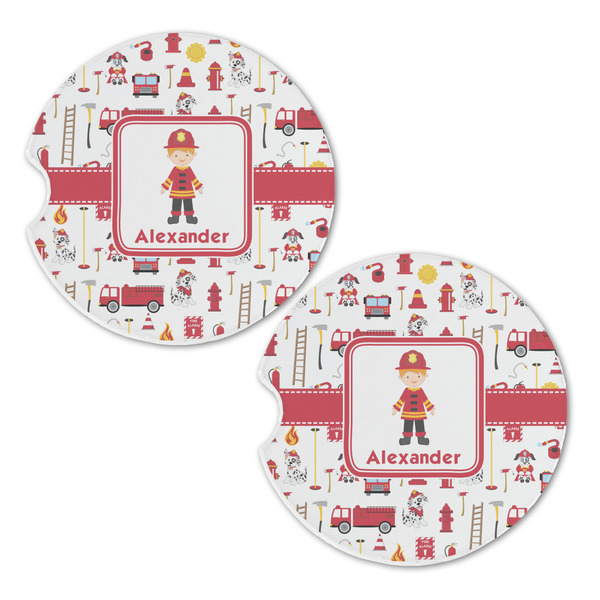 Firefighter Sandstone Car Coasters - Set of 2