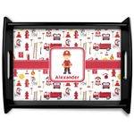 Firefighter Character Black Wooden Tray - Large w/ Name or Text