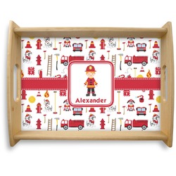 Firefighter Character Natural Wooden Tray - Large w/ Name or Text