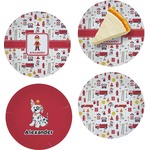 Firefighter Character Set of 4 Glass Appetizer / Dessert Plate 8" (Personalized)