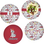 Firefighter Character Set of 4 Glass Lunch / Dinner Plate 10" (Personalized)