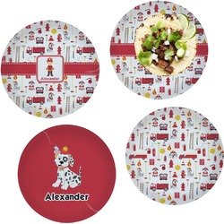 Firefighter Character Set of 4 Glass Lunch / Dinner Plate 10" (Personalized)