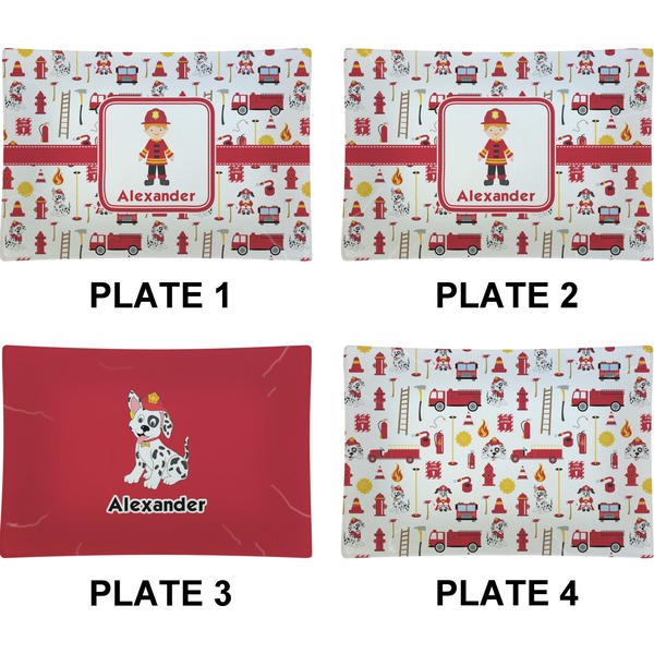 Firefighter Set of Rectangular Appetizer / Dessert Plates (Approval)